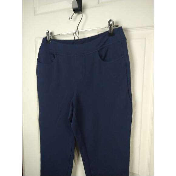 Belle By Kim Gravel Woman 10 Blue Flat Pants Pockets Gold Button Ankle... - Picture 2 of 8